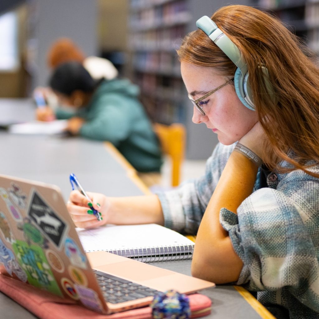 Student at computer